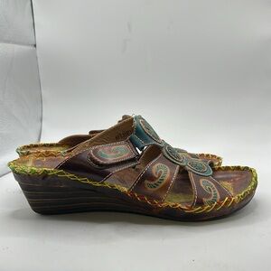 Elite By Corkys Aflanfie Slip On Sandals Shoes Womens Size 9 Leather Strappy